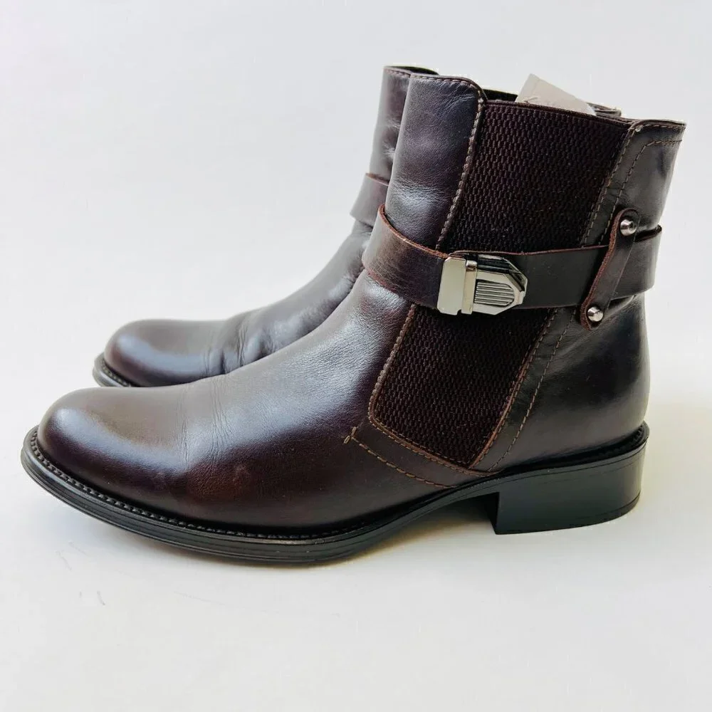 Aquatalia By Marvin Ulrika Leather Motobike boots , brown , Size 8.5-9